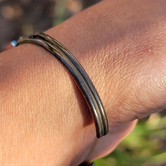 Native American 925 sterling silver square inlay squash blossom vintage bracelet - Picture 9 of 15